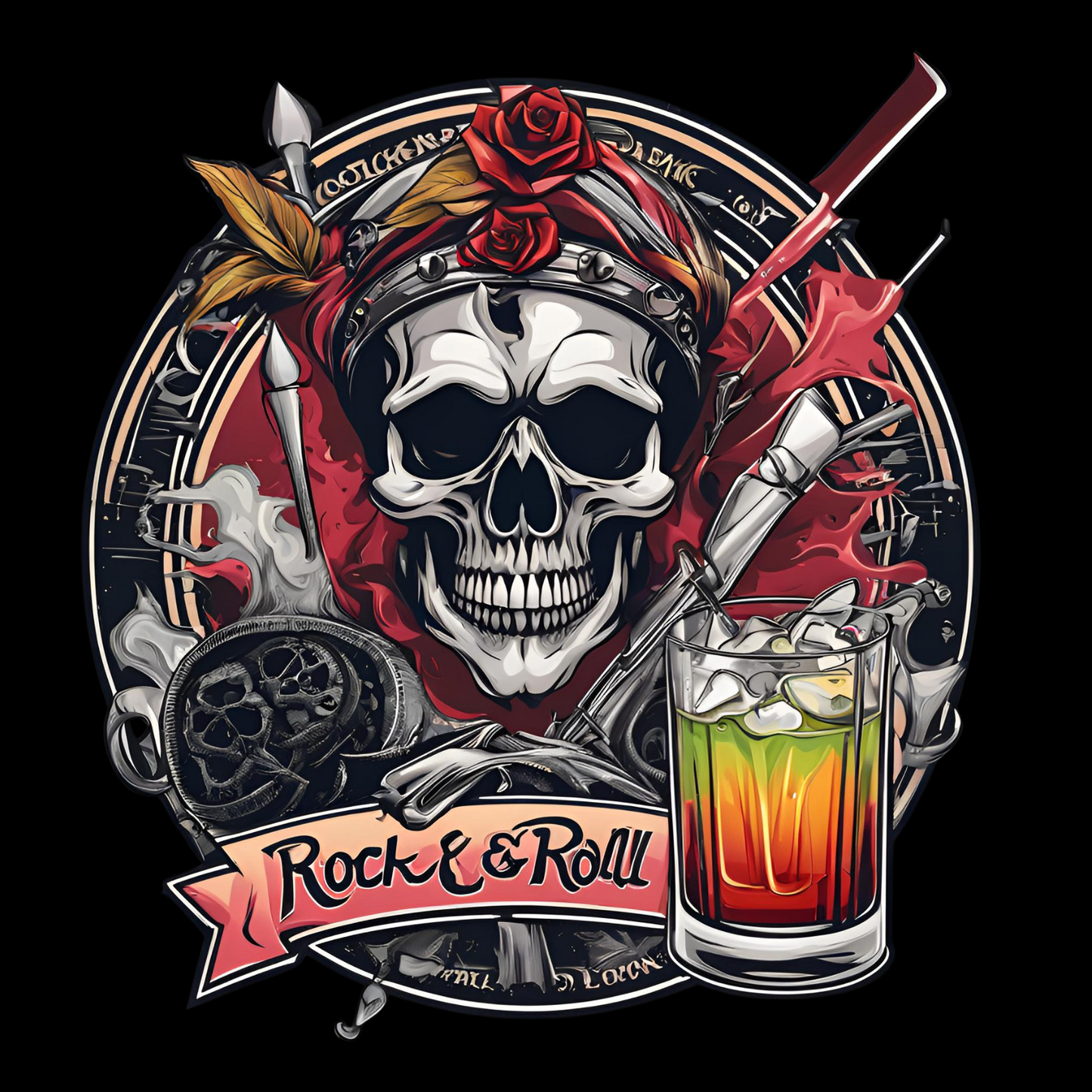 Writers & Rockers Spirits Company Rock N Roll Cocktail Cotton Tee