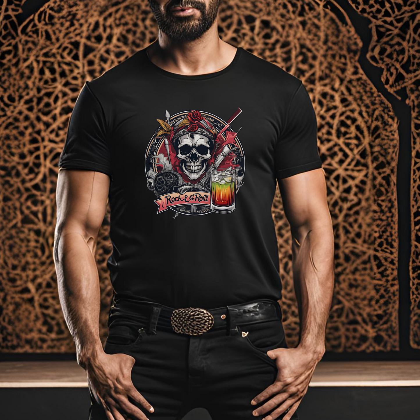 Writers & Rockers Spirits Company Rock N Roll Cocktail Cotton Tee