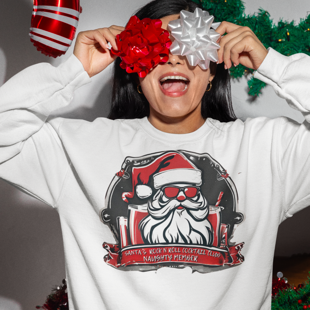 Santa's Rock N Roll Cocktail Club Sweatshirt - Naughty Member
