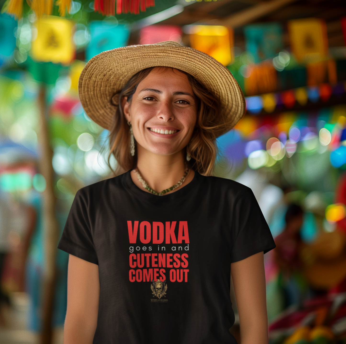 Vodka Goes In. Cuteness Comes Out Cotton Tee
