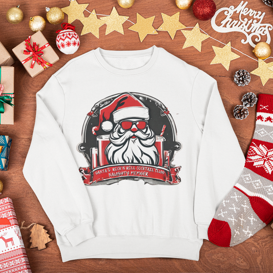 Santa's Rock N Roll Cocktail Club Sweatshirt - Naughty Member